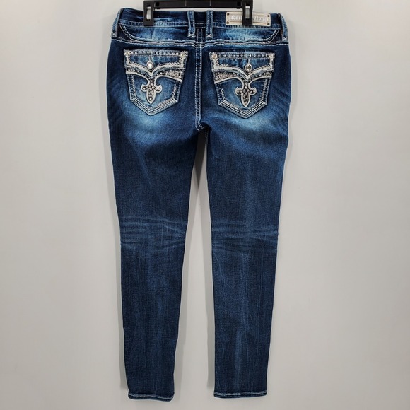 Rock Revival Rima Easy Skinny Jeans Denim Embellished Distressed Women's Size 27 - Picture 2 of 6